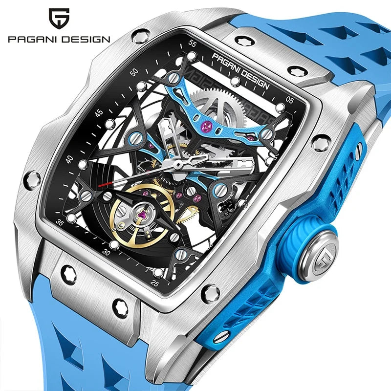 PAGANI DESIGN YS018 New 42MM Automatic Mechanical Wristwatch Fashion Casual Skeleton Sapphire Stainless Steel Watch for Men Gift