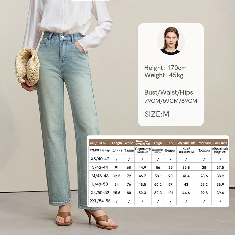 Amii Women's Jeans 2026 Summer New Mid Low Rise Cotton Stretch Denim Tapered Pants Embroidered Casual Woman Trousers 12641114