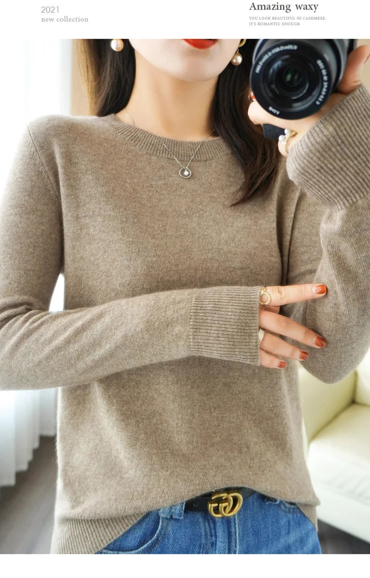 Women Sweater O-neck Autumn Winter BasicPullover Warm Casual Pulls Jumpers Korean FashionSpring Knitwear Bottoming Shirt 2026