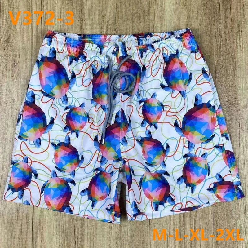 High quality New Summer Men Beach Board Shorts TORTUES HYPNOTIQUES Printed Swimwear Swim Party Bath Surf Bermudas Brand Pants