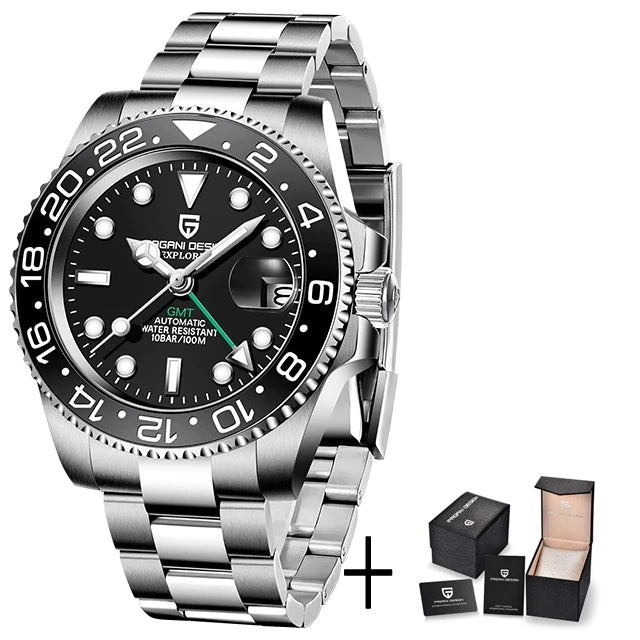 PAGANI DESIGN 2026 40MM Luxury Men GMT Automatic Machinery Watch Ceramic Bezel Jubilee Strap Sapphire Waterproof Watches for men