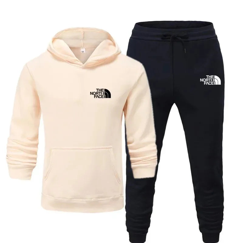 Autumn and winter printed men's and women's fashionable casual sportswear outdoor fitness jogging set hooded sportswear pants