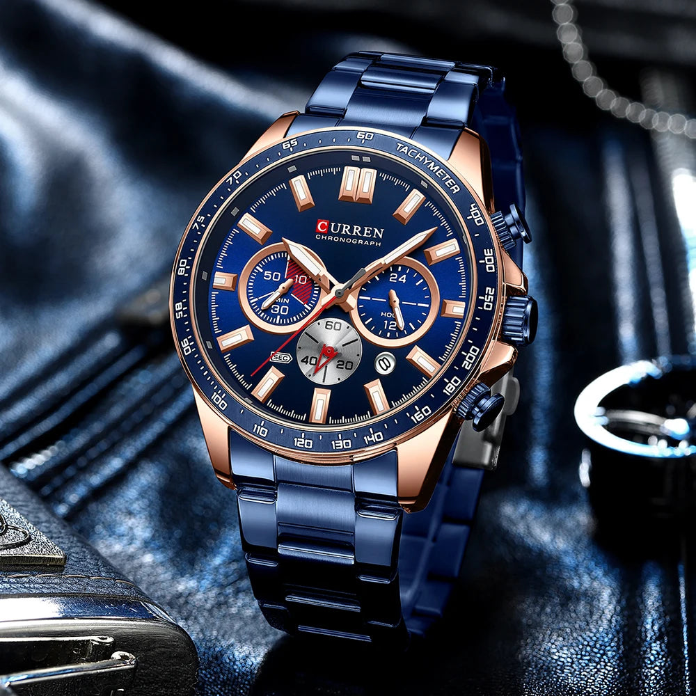 CURREN Brand Design Luxury Business Multifunctional Men's Quartz Chronograph Classic Fashion Sports Luminous Clock Montre Homme