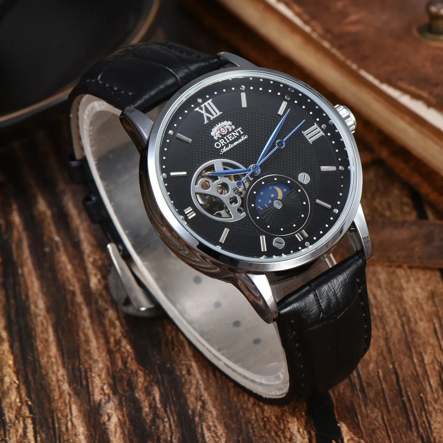 9898 Store Orient Series Sports Mechanical Automatic Unisex Watch Sun, Moon, and Stars World Time Full Function