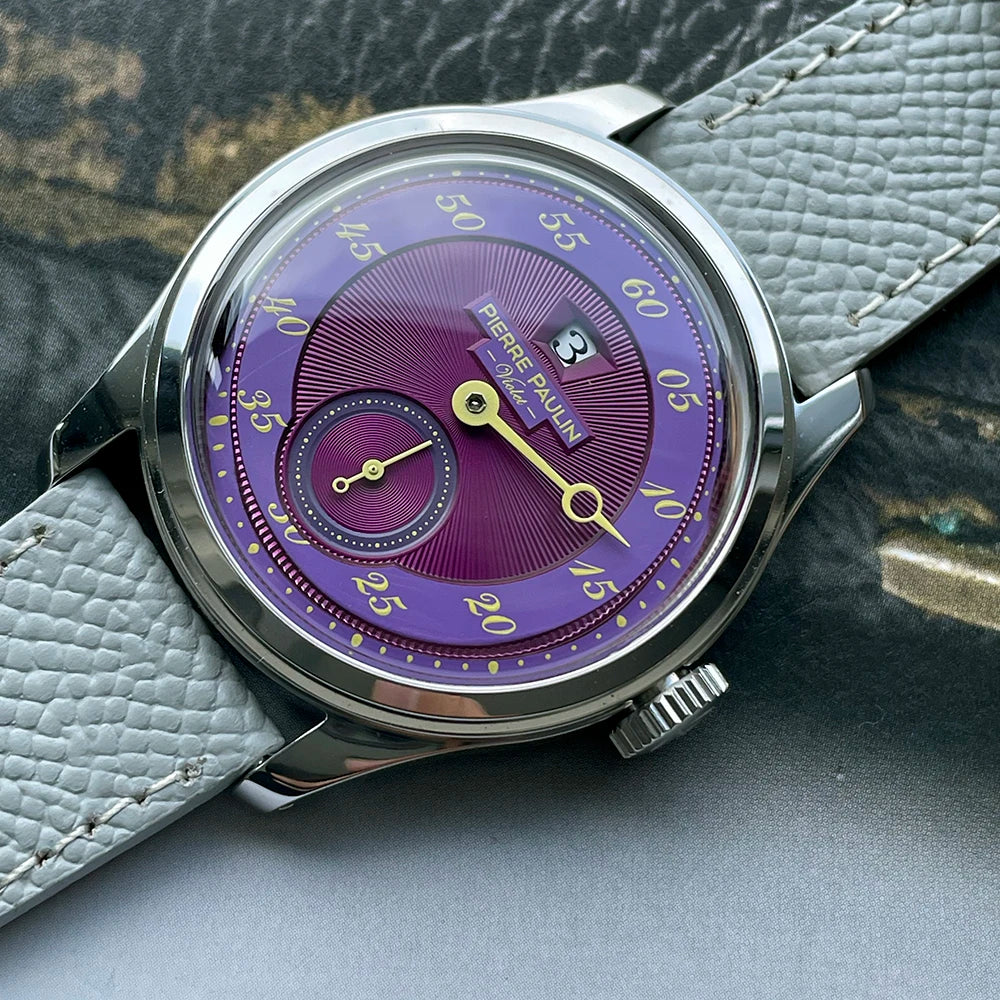 NEW Pierre Paulin Jumping Hour Men Watch White Dial Automatic St17 Mechanical Watch Vintage Date Window 38mm relogios masculino