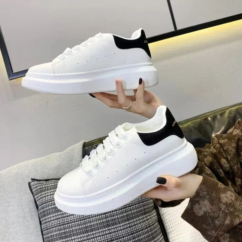 2025 Women Causal Shoes Pring Brand Spring Designer Wedges White Sneakers Platform Tenis Feminino Trainers Female Walking