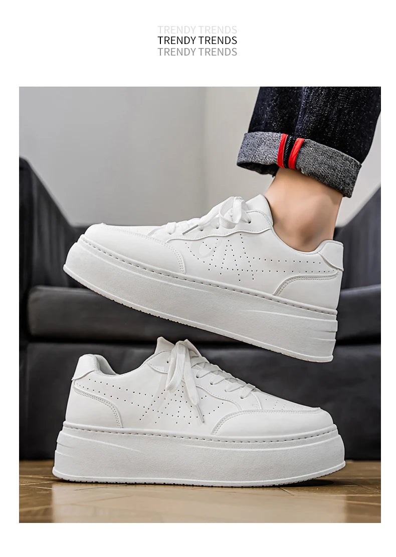 Spring Men's Shoes, New Breathable White Sneakers, Versatile Thick-soled Height-increasing Sports Shoes, and Casual Sneakers