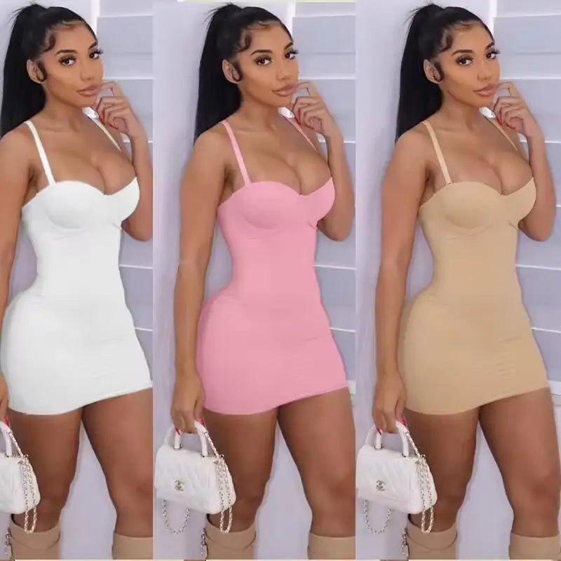 Custom LOGO mini dress one-piece corset full-body tummy tights shaping underwear long corset body summer dress