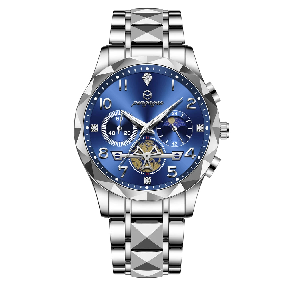 PAAZOMU Luxury Men Watch Top Original Waterproof Luminous Chronograph Man Wristwatch Stainless Steel Quartz Men's Watches Reloj