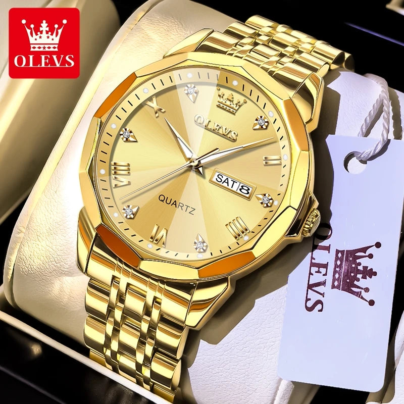 OLEVS 9931 Top Brand Men's Watches Calendar Waterproof Stainless steel Luminous Watch Business Men Wristwatch
