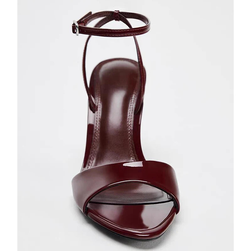 Summer peep toe women sandals sexy metal heel slingbacks