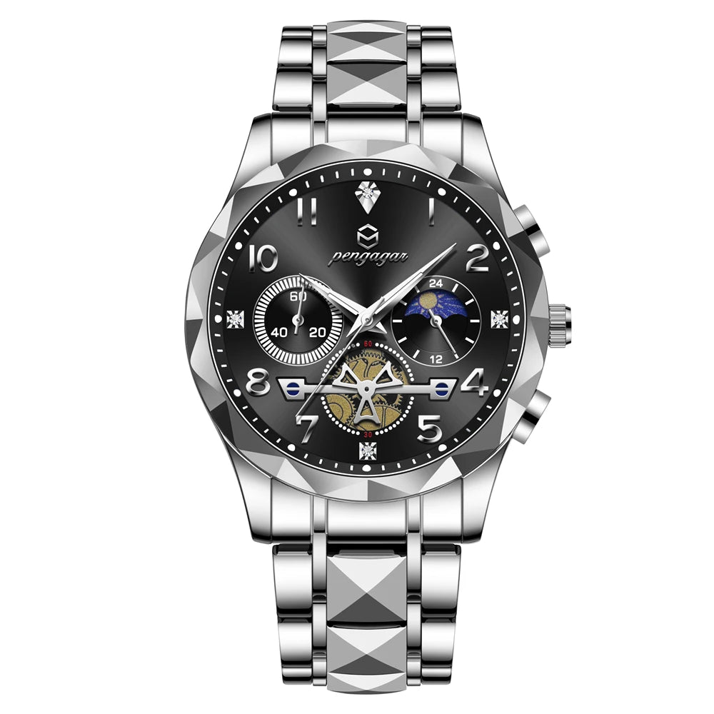 PAAZOMU Luxury Men Watch Top Original Waterproof Luminous Chronograph Man Wristwatch Stainless Steel Quartz Men's Watches Reloj