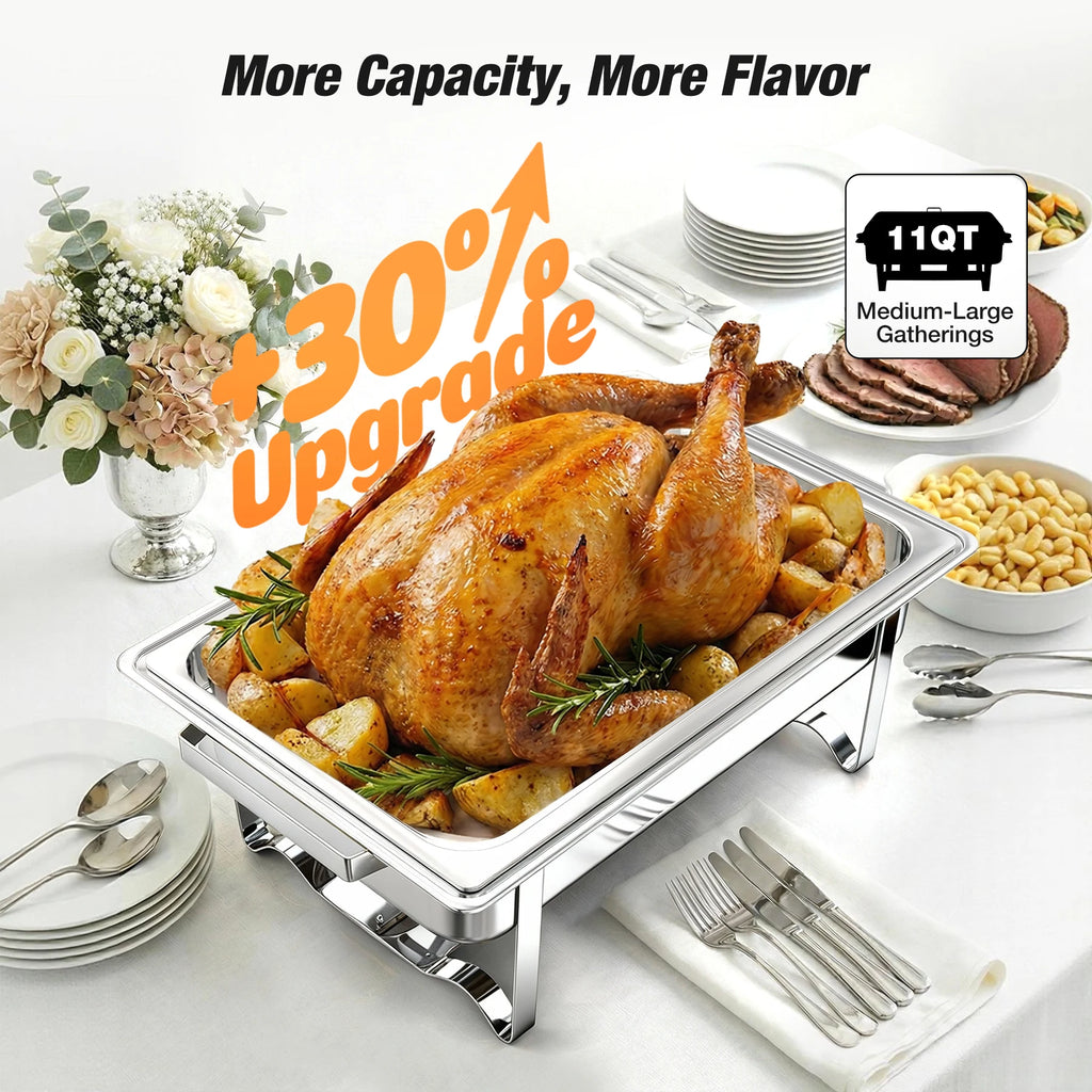 4PCS 10L Stainless Steel Square Chafing Dishes for Buffet Chafing Dish Set for Home Parties, Christmas Buffet Warmer Set
