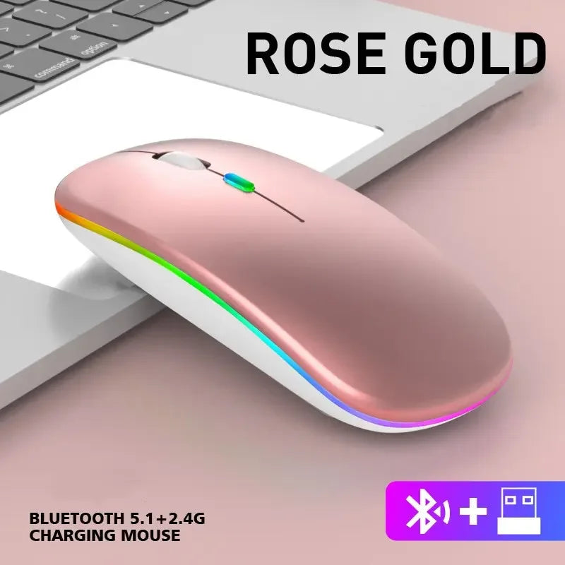 Wireless Bluetooth 5.2 Luminous Mouse USB Charging 2.4GHz Wireless Mouse 1600DPI Portable Gaming Mouse for Tablet Phone Computer
