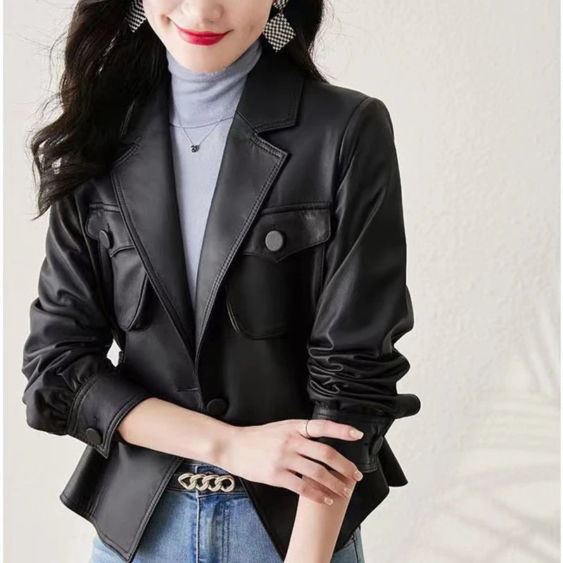 Ropa De Mujer White Jackets For Women Female Blazer Coat Ladies Fashion Loose Style Big Pocket Slim Waist Pink Khaki Short Veste
