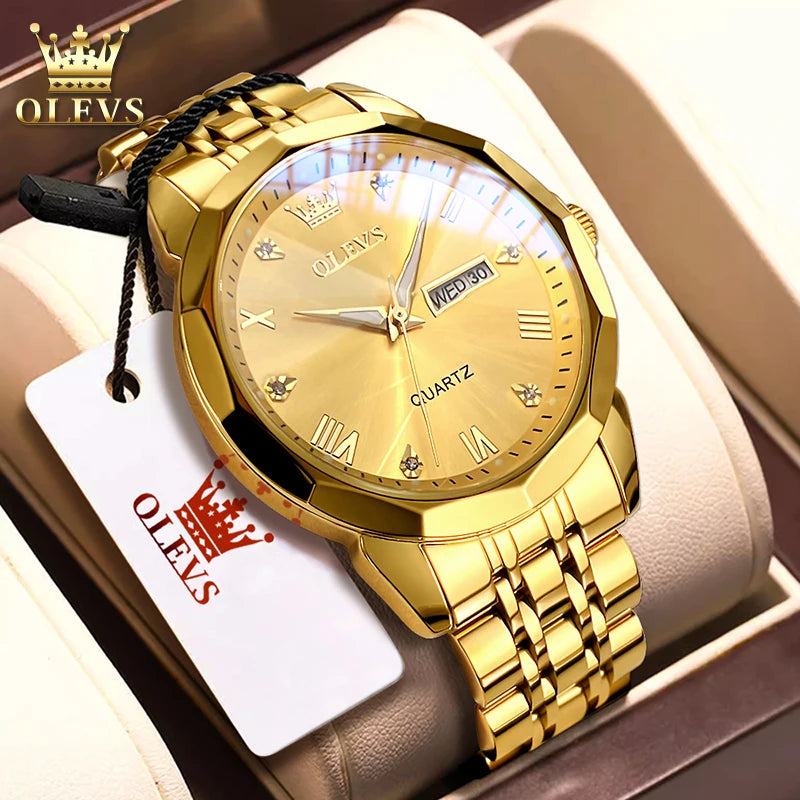 OLEVS 9931 Top Brand Men's Watches Calendar Waterproof Stainless steel Luminous Watch Business Men Wristwatch