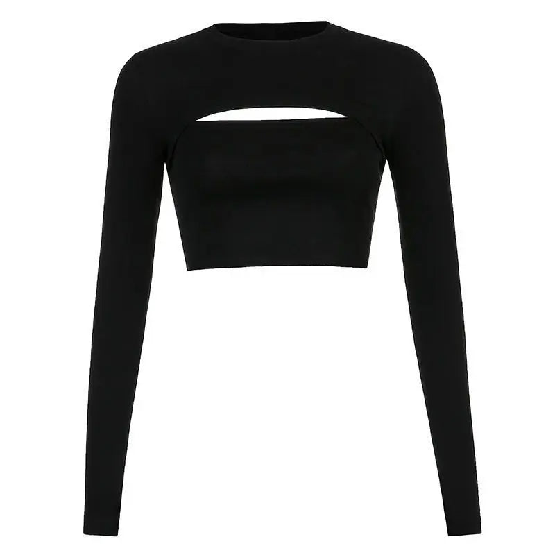Women's T Shirt O-Neck Slim Fit Sexy Long Sleeve T-shirt Female Tees Shirt Femme Woman Crop Tops 2026 Spring New Korean Clothing