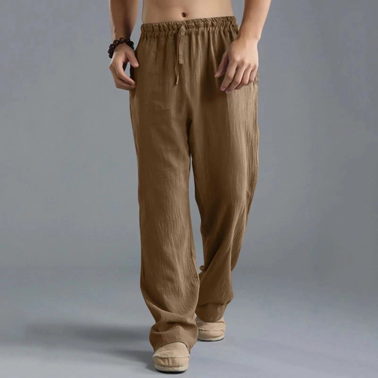 2026 New Men's Cotton Linen Pants Male Autumn New Breathable Solid Color Linen Trousers Fitness Streetwear S-5XL