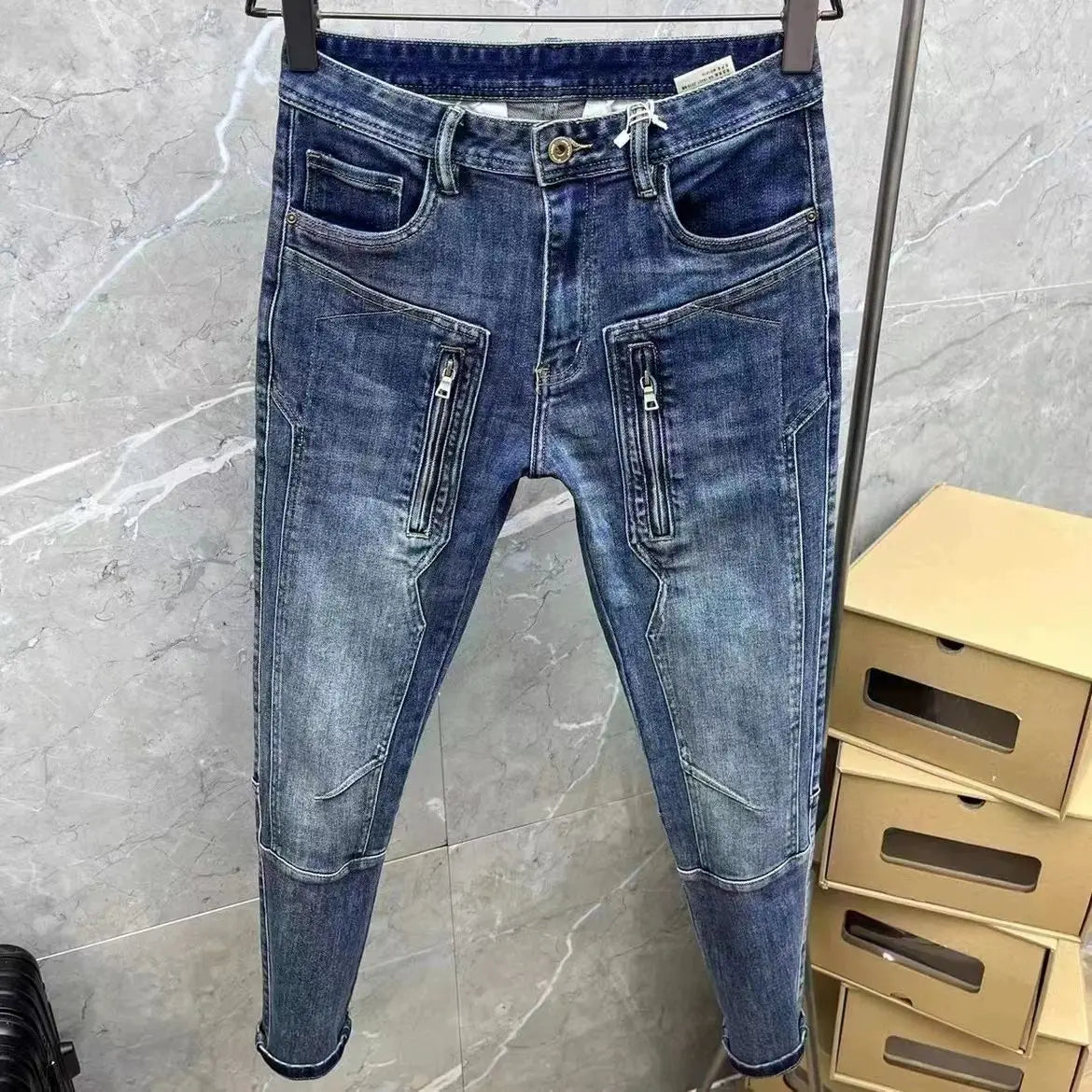 High Quality Spring and Autumn Designer Clothes Streetwear Denim Jeans Pants Men's Luxury Casual Slim Fit Stretch Punk Pants