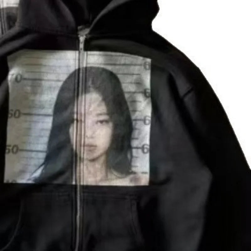 25Spring and Autumn European and American Version Unisex Cute Hoodie Youth Oversized Sweatshirt Casual Clothes Zipper Jacket