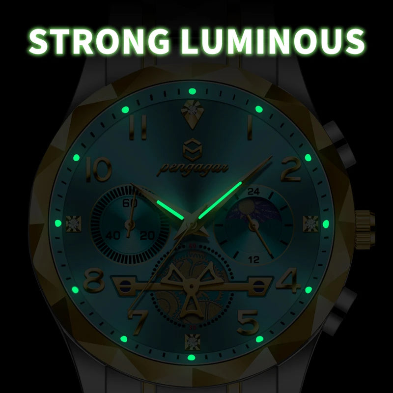 PAAZOMU Luxury Men Watch Top Original Waterproof Luminous Chronograph Man Wristwatch Stainless Steel Quartz Men's Watches Reloj