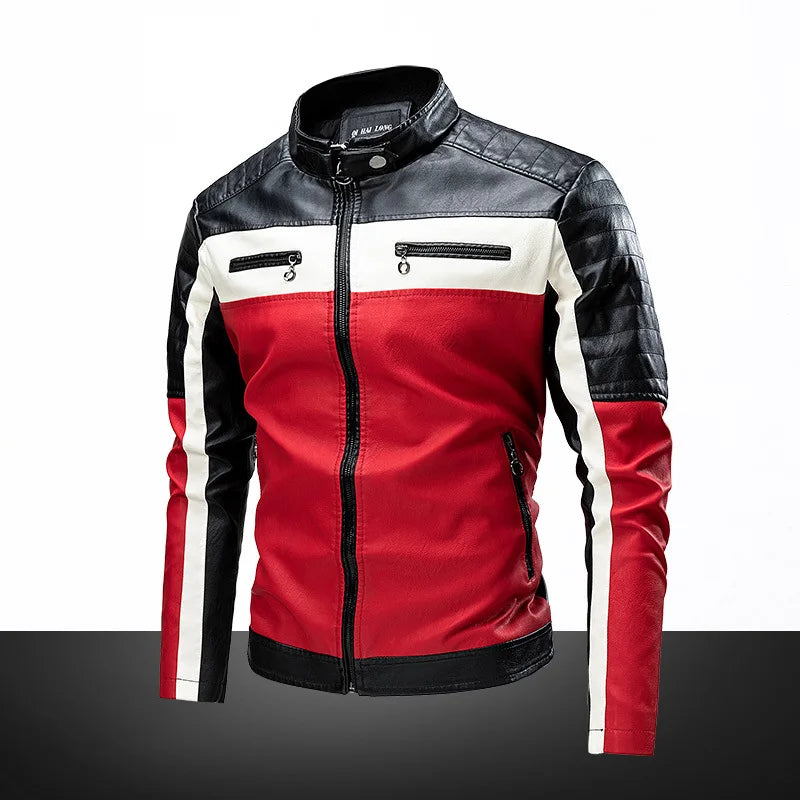 2026 Men Autumn Jacket Bomber Biker Zipper Motorcycle Faux Fur Coat Male Fleece Pilot Vintage Black Red Brown PU Leather Jacket
