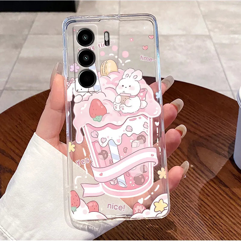 For Itel Power 70 P673L Case Clear Luxury Cute Love Rabbit Funny TPU Soft Silicone Phone Casing For Itel P70 Power70 Back Cover