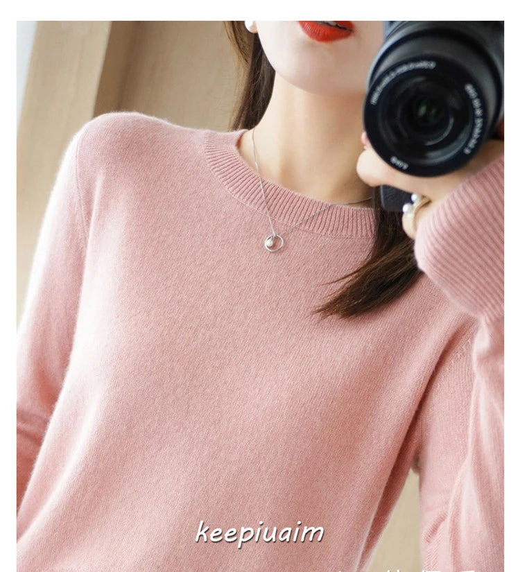 Women Sweater O-neck Autumn Winter BasicPullover Warm Casual Pulls Jumpers Korean FashionSpring Knitwear Bottoming Shirt 2026