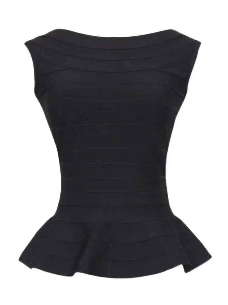 BEAUKEY Fashion Sleeveless Fishtail HL Bandage Tops Vest Slim Thin Waist Sexy Long Elastic Tops  7 Colors  XL OL Top