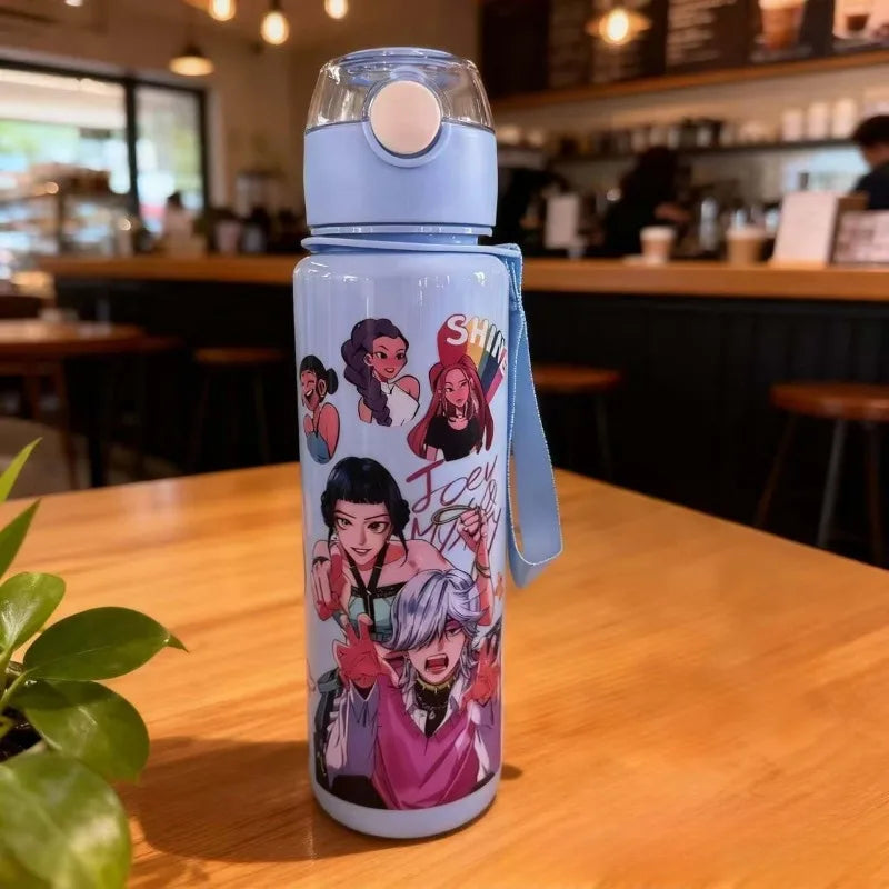 700ML Anime Cartoon Straw Cup K-POP Witch Hunt Large Capacity Tour Portable and Cute Plastic Water Cup for Children