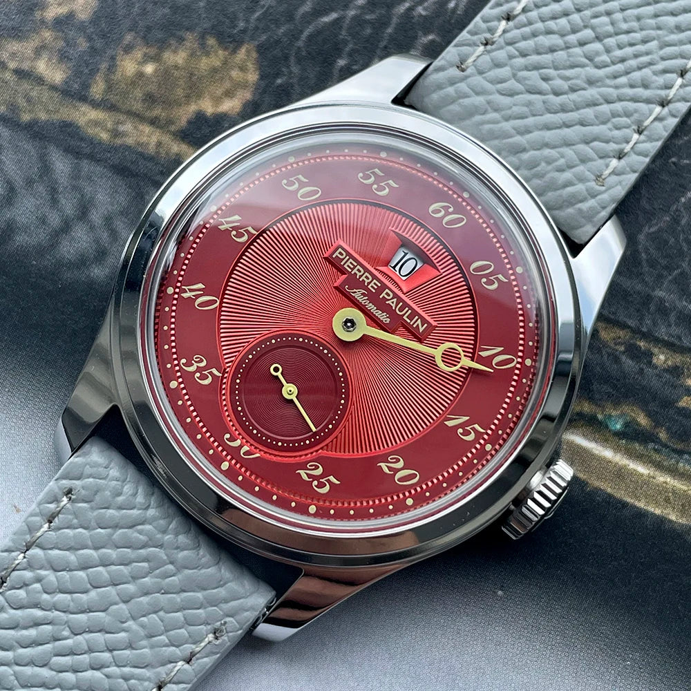 NEW Pierre Paulin Jumping Hour Men Watch White Dial Automatic St17 Mechanical Watch Vintage Date Window 38mm relogios masculino