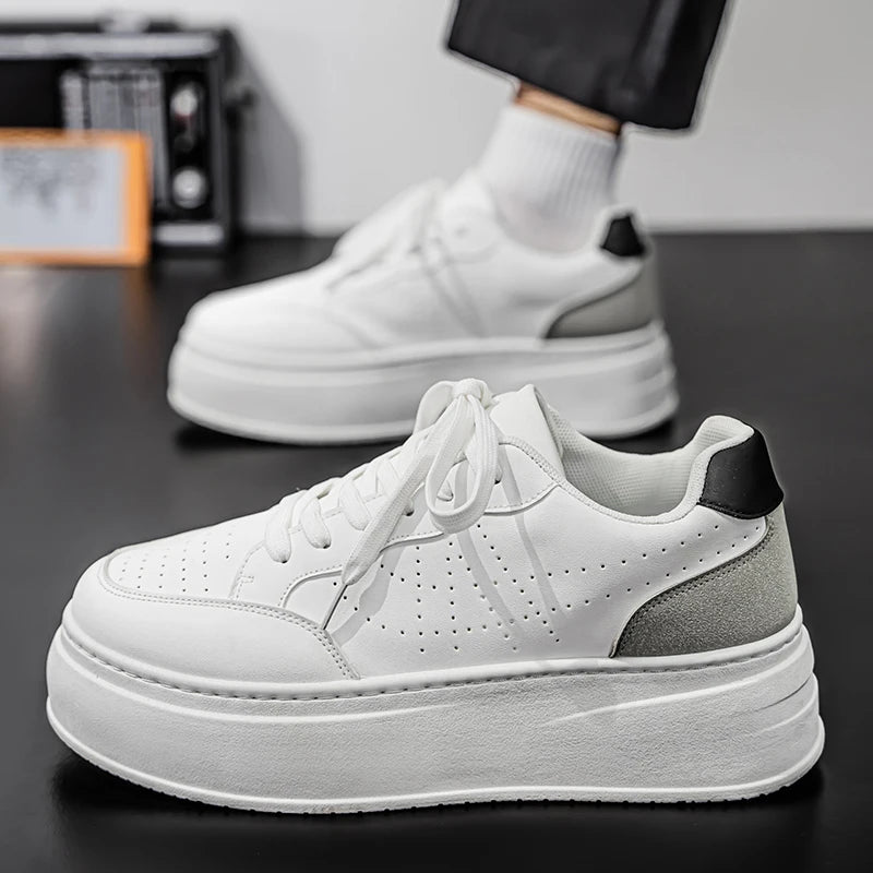 Spring Men's Shoes, New Breathable White Sneakers, Versatile Thick-soled Height-increasing Sports Shoes, and Casual Sneakers