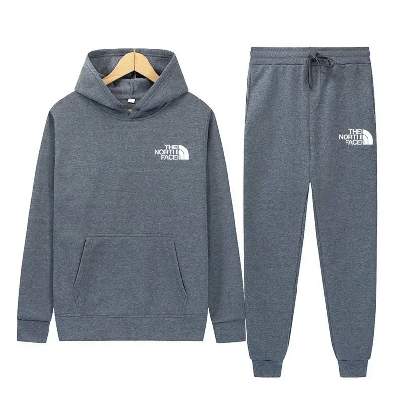 Autumn and winter printed men's and women's fashionable casual sportswear outdoor fitness jogging set hooded sportswear pants