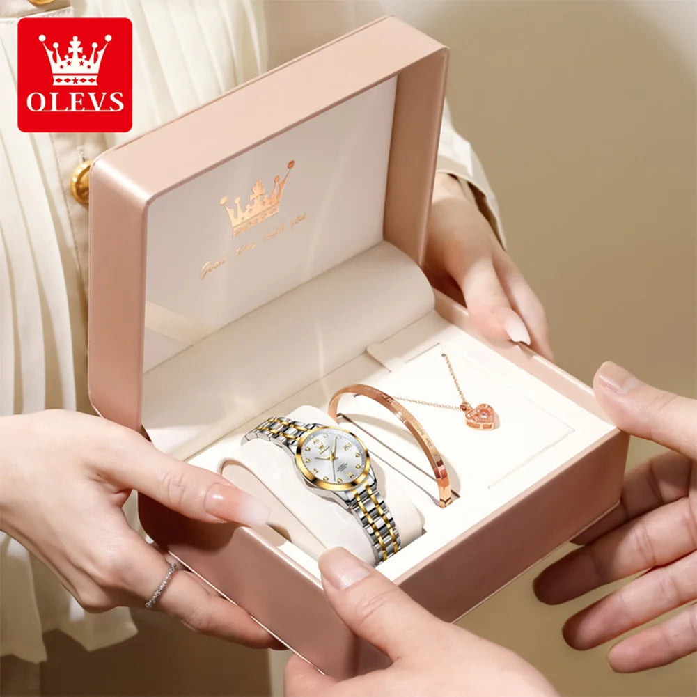 OLEVS 9946 Original Women's Watches Luminous Stainless Hardcore Machinery  Dual Calendar Automatic Mechanical Watch for Women