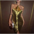 Fringe V-neck Mini Dress Halterneck Vestidos Women Elegant Cut Out Short Dress Fashion Patchwork Asymmetric Tassel Decor Dresses