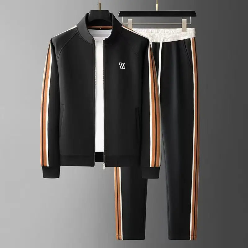Spring Autumn Fashion Embroidered LOGO Men's Sports and Leisure  Jacket Pants 2-pc Set Youth Street Party Brand Men Sets