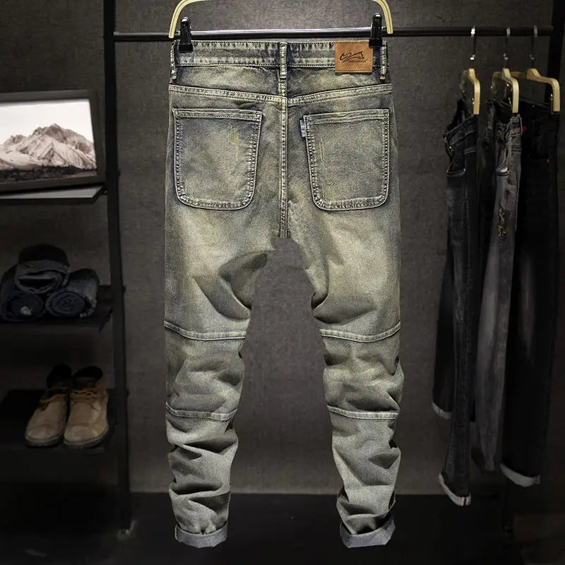 High Quality Luxury Men's Korean Style Retro Summer Jeans with Holes Designer Trendy Straight Plus Size 44 Denim Trousers Pants