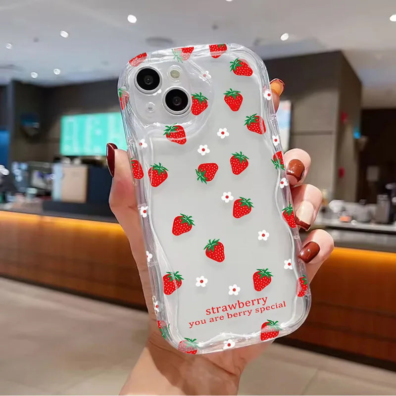 Flower Strawberry Pendant Case For Xiaomi Redmi Mi 14T 13T 12T 13 12 11 Lite A4 13C 12C 10C Redmi Note 12s 9 Pro 9s Phone Cover