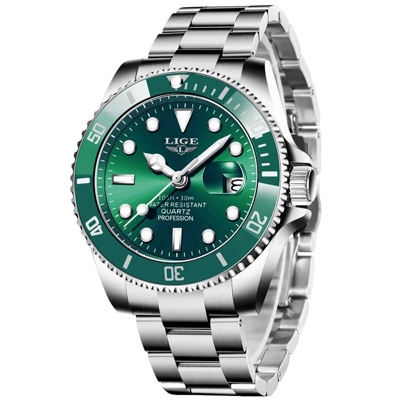 LIGE Top Brand Luxury Mens Watches Fashion Business Men's Quartz Wristwatches Waterproof Luminous Date Chronograph Montre Homme