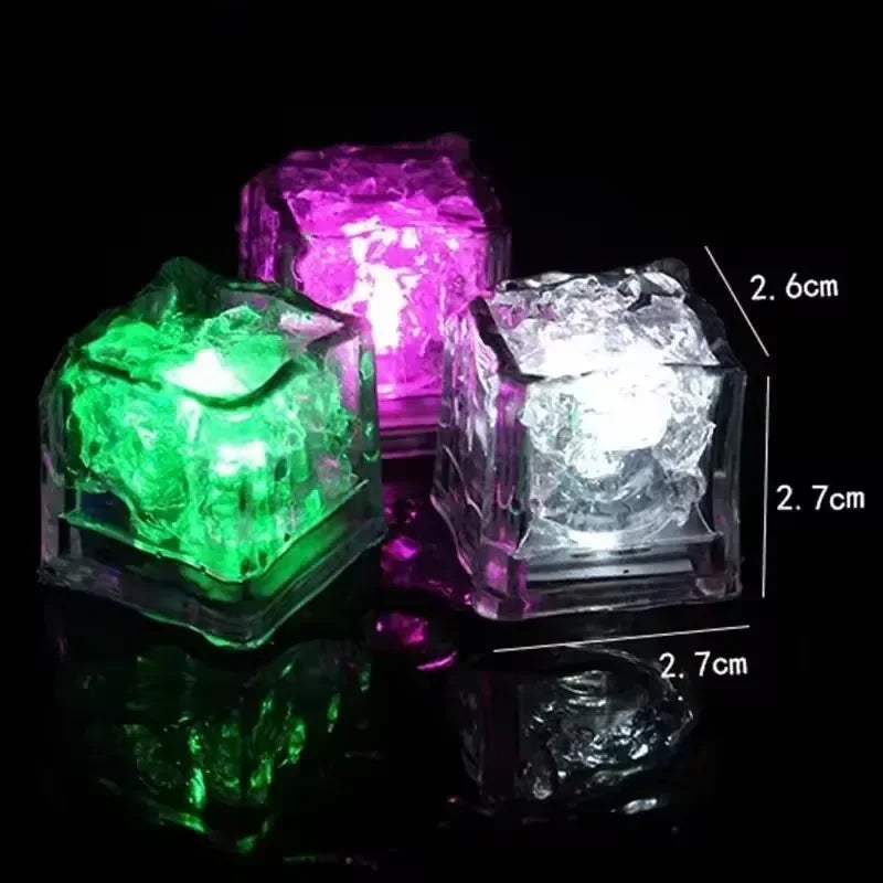 6PCS Colorful Bathtub Light Up Toy Luminous LED Ice Cube Party Supplies Waterproof Glowing Cube Kids Bath Toy Birthday Xmas Gift