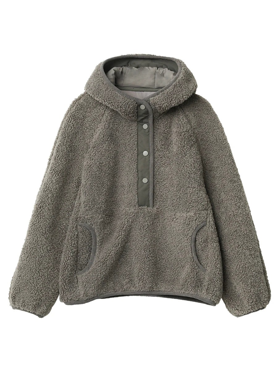 CHIC VEN Women Jackets Solid Loose Casual Split Hooded Short Coat Granular Fleece Warm Female Top Outerwear Autumn Winter 2025