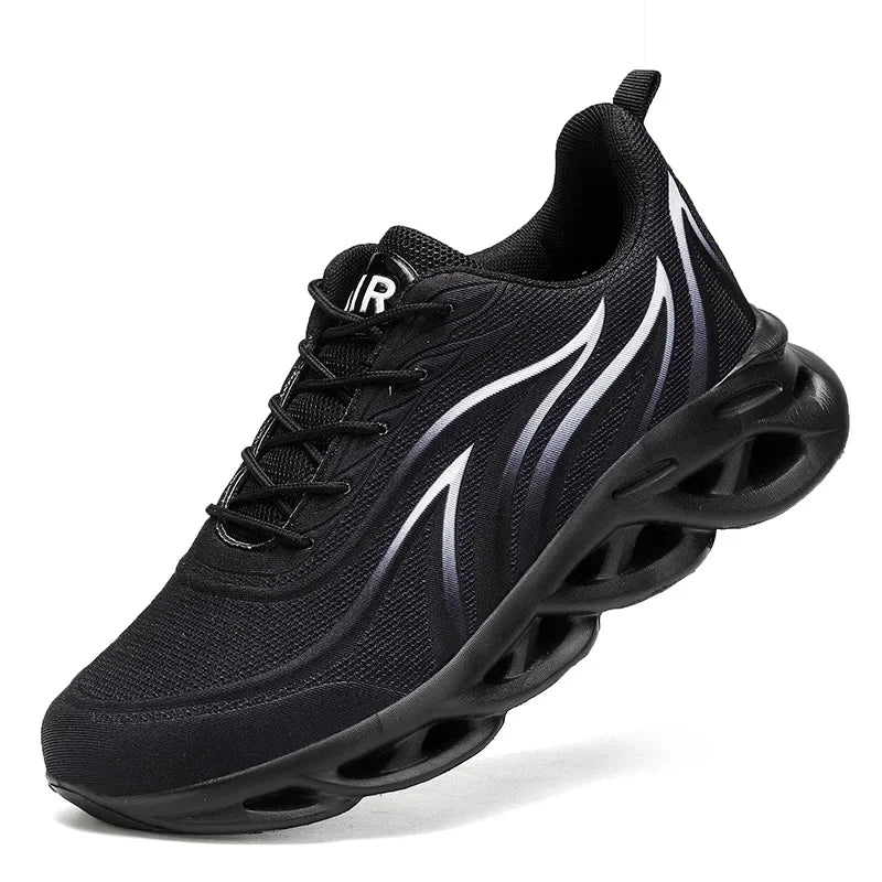 Fashion Running Shoes Men Flame Printed Sneakers Knit Athletic Sports Blade Cushioning Jogging Trainers Lightweight Casual Shoes