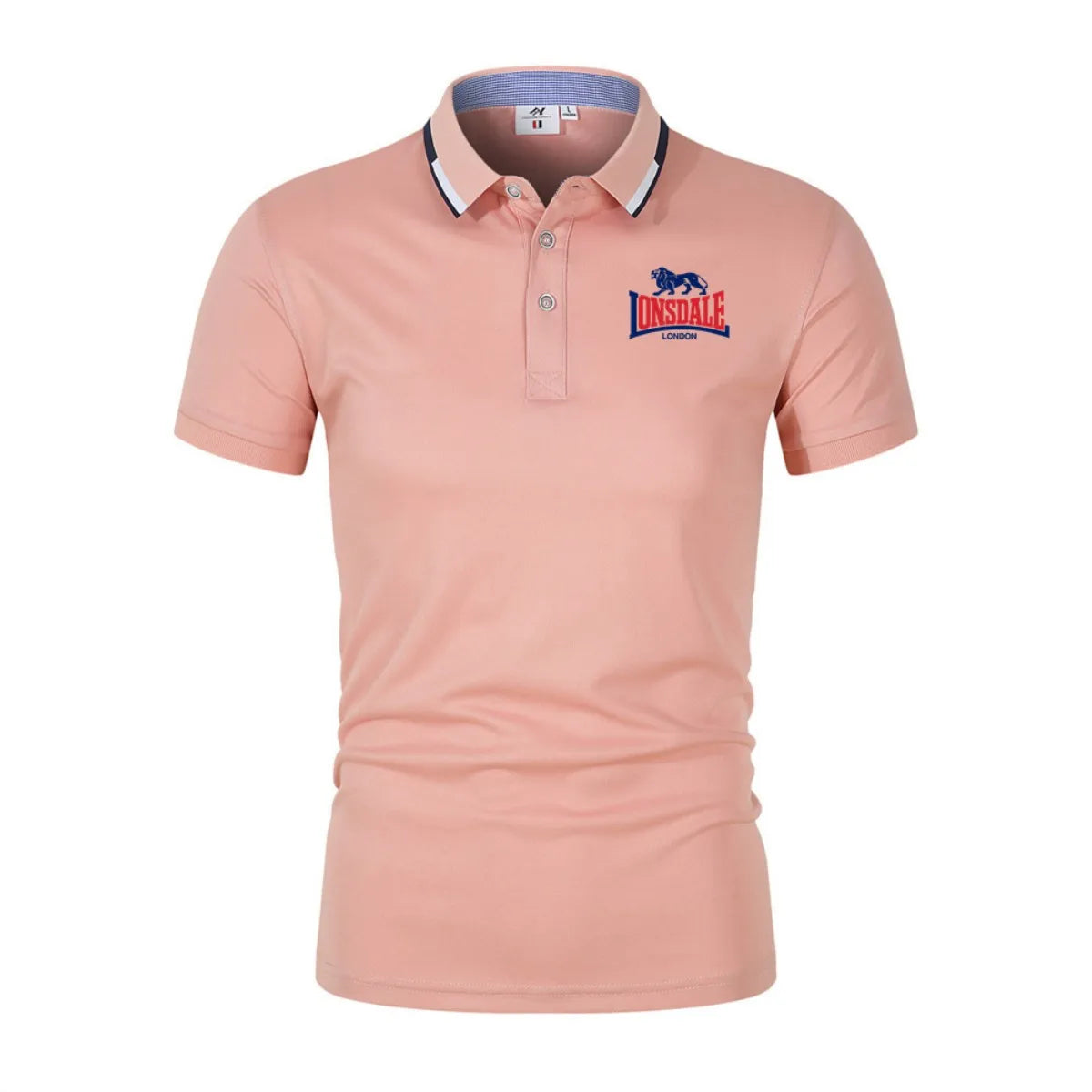 LONSDALE Stylish Letter Print Polo Shirt, Men's Casual Collared Short-Sleeve Shirt, Harajuku Style Loose Fit Top