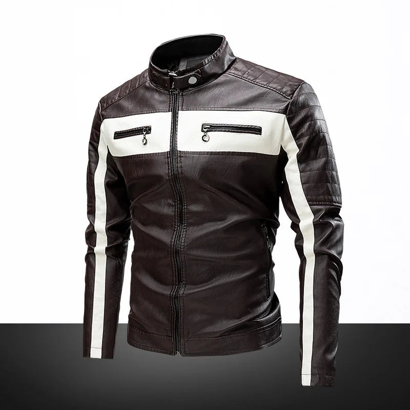 2026 Men Autumn Jacket Bomber Biker Zipper Motorcycle Faux Fur Coat Male Fleece Pilot Vintage Black Red Brown PU Leather Jacket
