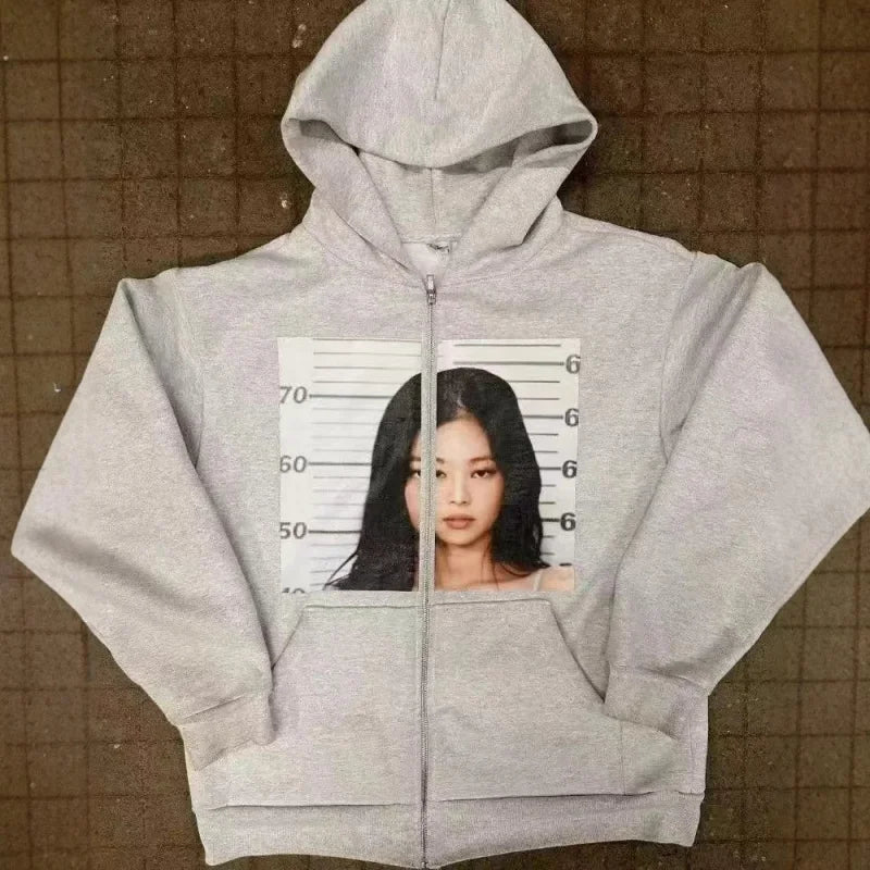 25Spring and Autumn European and American Version Unisex Cute Hoodie Youth Oversized Sweatshirt Casual Clothes Zipper Jacket
