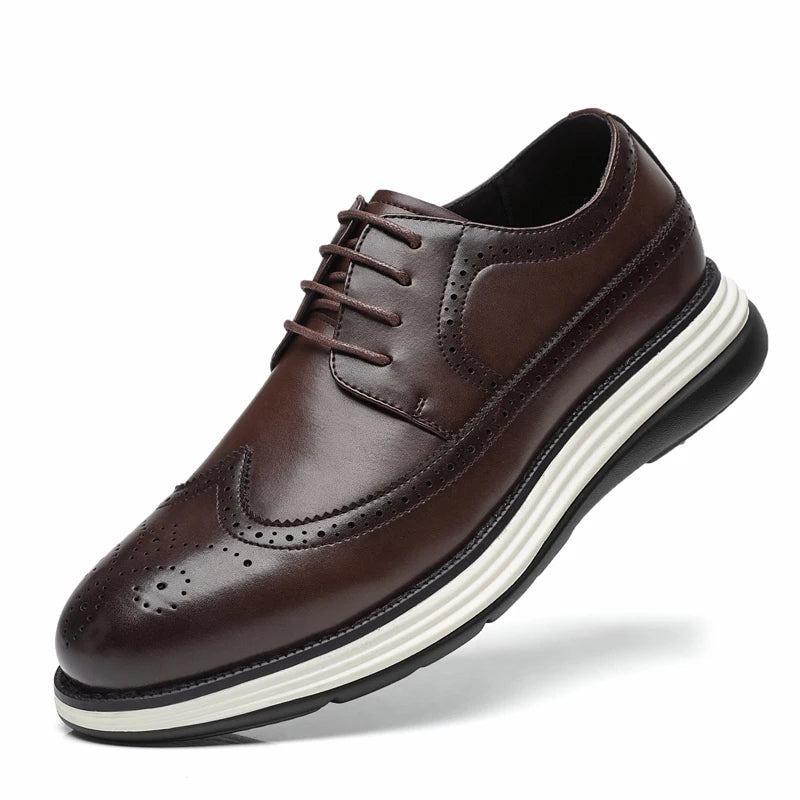 2025 New Casual Leather Lace-Up Men's Business Shoes Fashion  Soft Bottom Minimalist Shoes Design & Thick Sole for Everyday Use