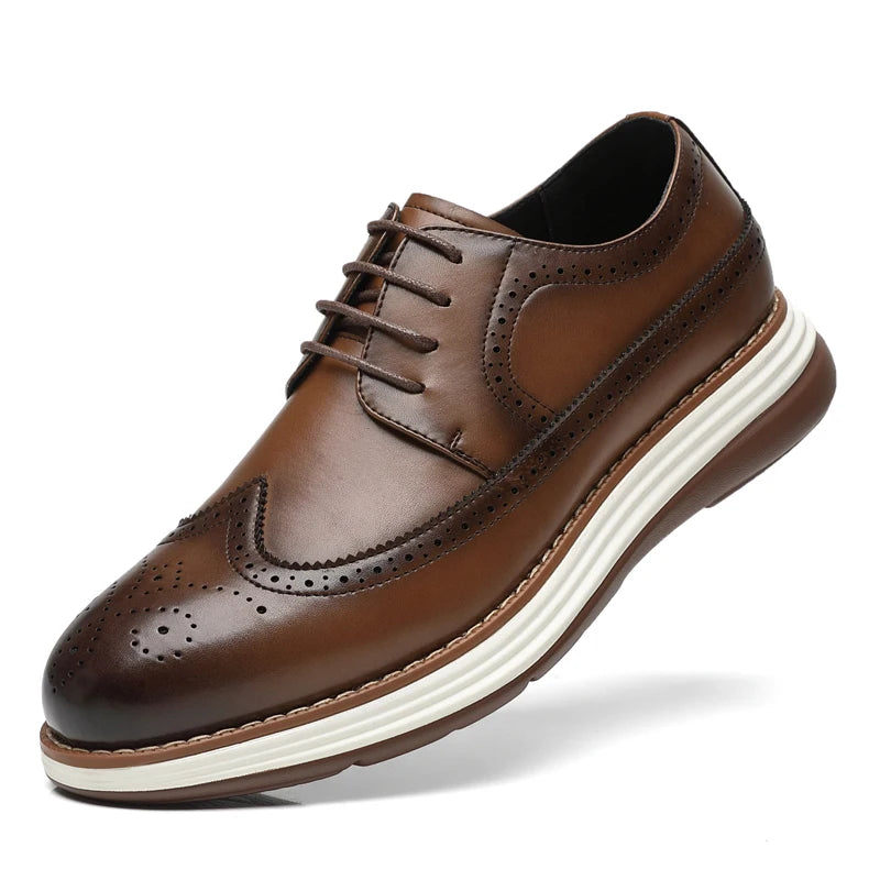 2025 New Casual Leather Lace-Up Men's Business Shoes Fashion  Soft Bottom Minimalist Shoes Design & Thick Sole for Everyday Use