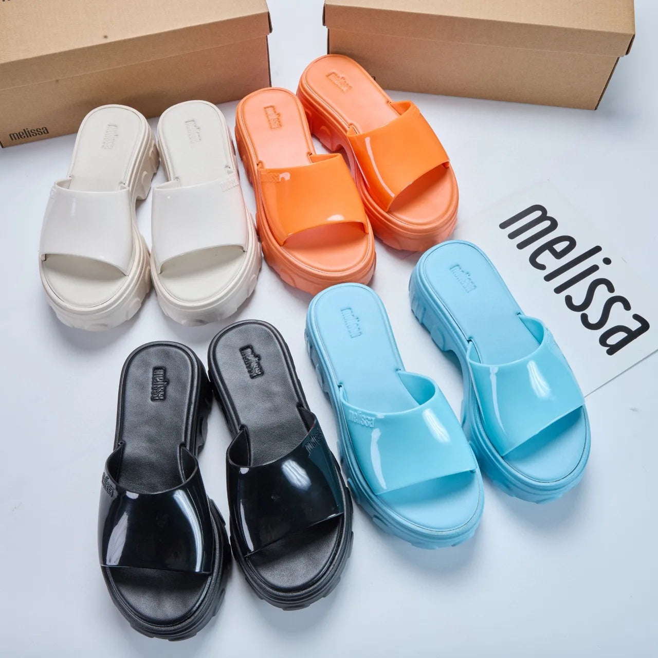 Mini Melissa Platform Soft Eva Slippers Women Fashion Flip Flop Home Shoe Bathroom Non-Slip Slides Indoor Outdoor Sandals