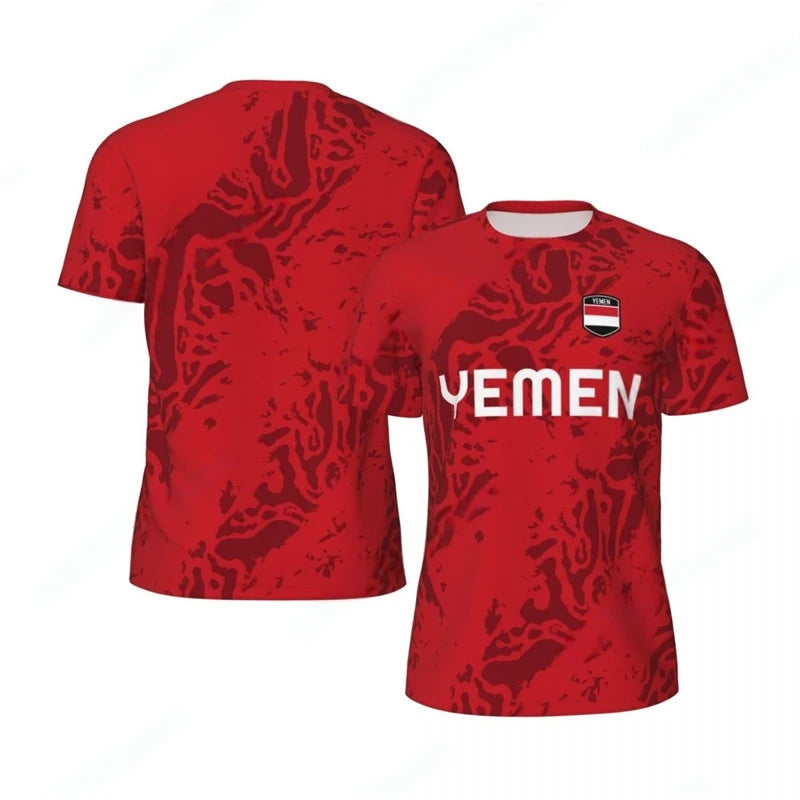 Fashion Yemen Flag Graphic Football T Shirts Summer Trend 3D National Emblem Printed T-shirts Casual Oversized Sports Tees Tops