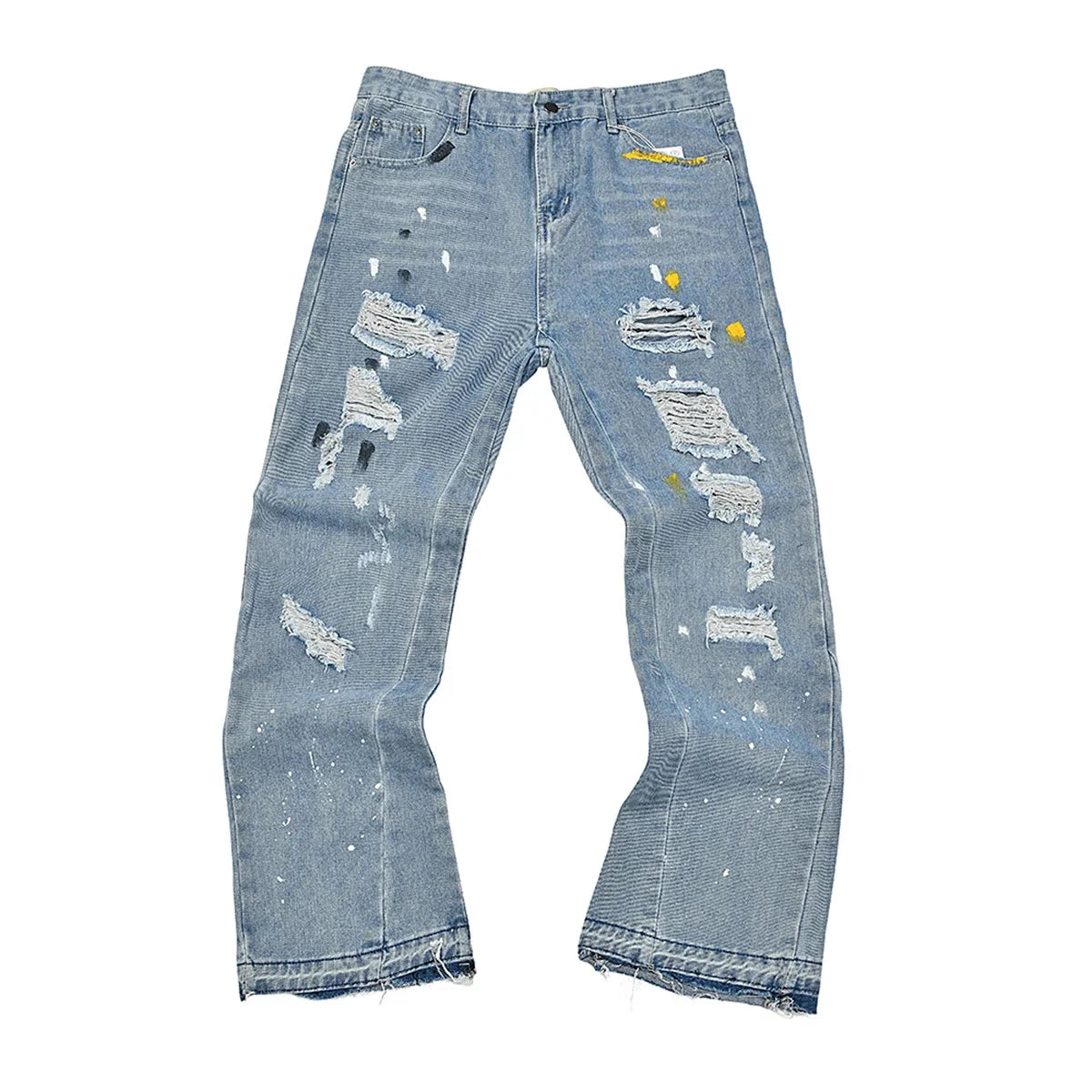 High Street Ink Painted Washed Black Baggy Jeans for Men Straight Vintage Loose Casual Denim Trousers Oversized Ropa Hombre Jean
